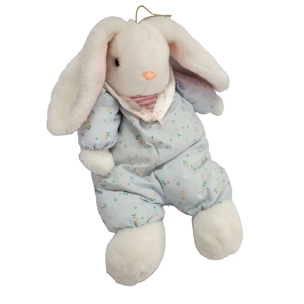 Vtg Cricket International nylon Easter Bunny Rabbit Plush 14” flowers Jumpsuit